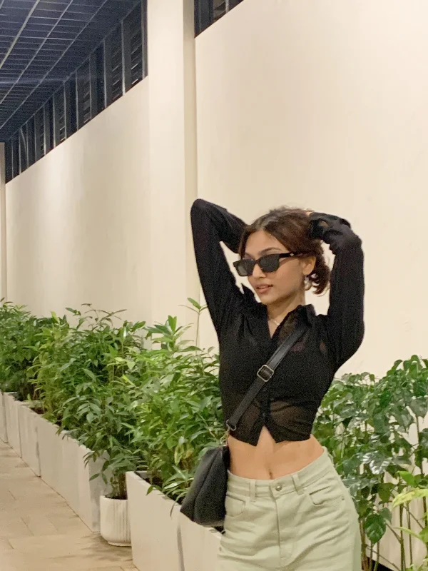 Steals and Deals Trixie black mesh shirt top