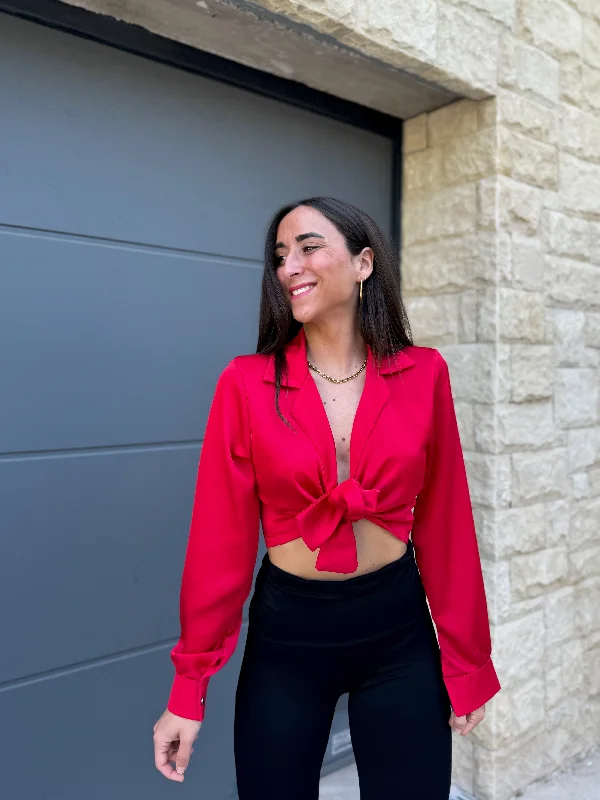 Amazing Value Red satin lace blouse