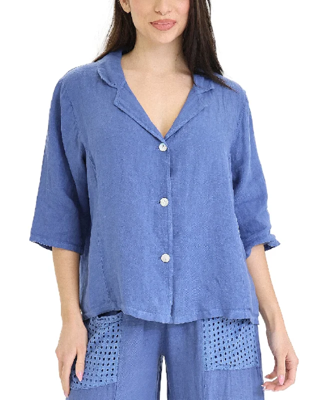Savings Soar This Weekend Linen Button Front Shirt