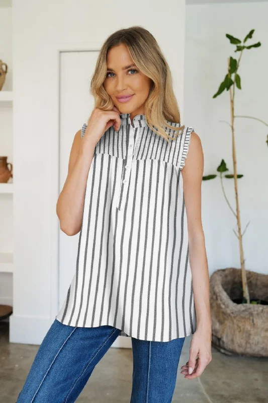 Exclusive Access Frill Printed Mock Neck Top