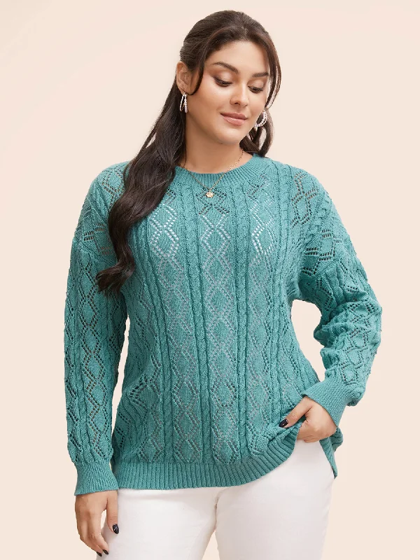 Weekend Shopping Bliss Texture Cut Out Drop Shoulder Pullover