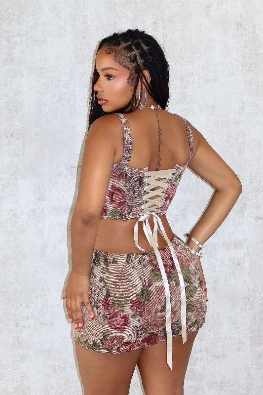 Epic Value Be My Baby Jacquard Print Corset Top