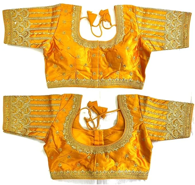 Weekend Savings Sensation Women's Yellow Phantom Silk Readymade Blouse