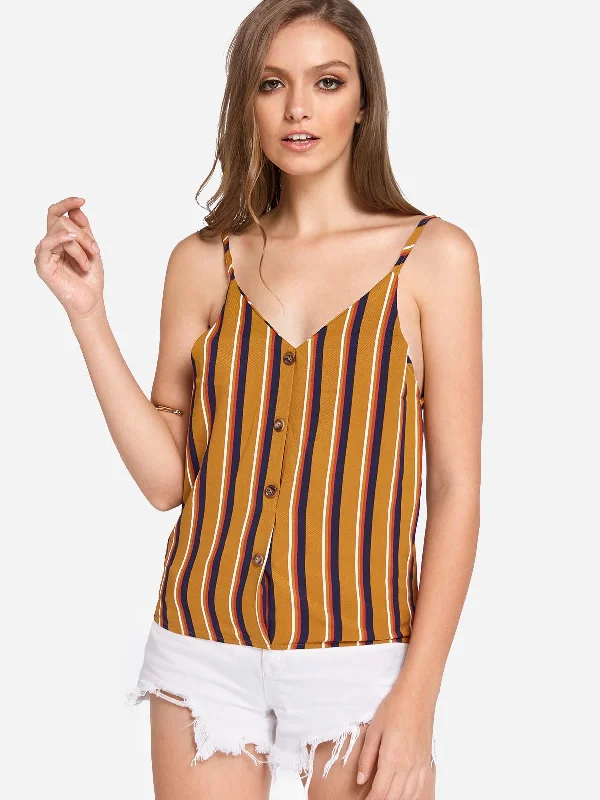 Friends and Family Sale Custom V-Neck Stripe Backless Spaghetti Strap Sleeveless Camis
