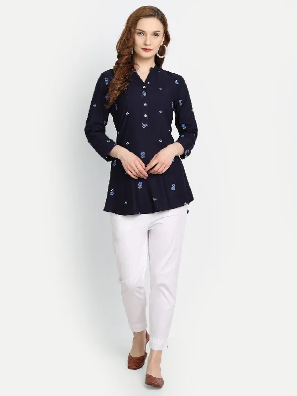 Don't Wait Khadi Printed A-line High-Low Top