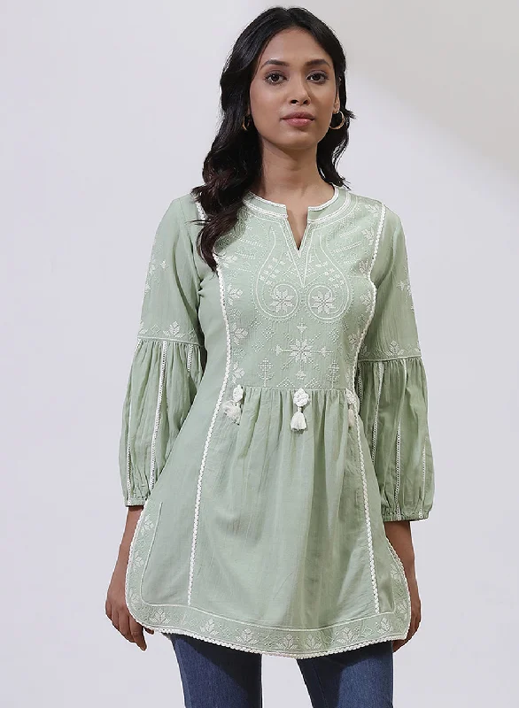 Can't Miss Green Alora Collection Embroidered Tunic
