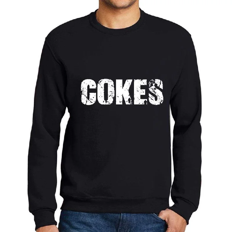 Crazy Savings Men's Printed Graphic Sweatshirt Popular Words COKES Deep Black