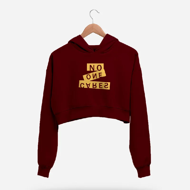 Inventory Reduction No One Cares Crop Hoodie