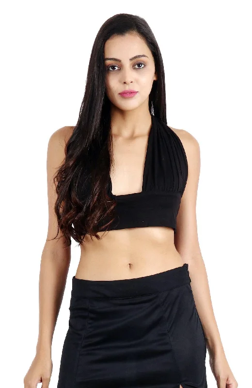 Special Offer Black Solid Multiway Crop Top