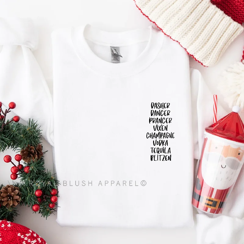 Can't Be Beat Pocket Dasher Vodka Tequila Blitzen Sweatshirt
