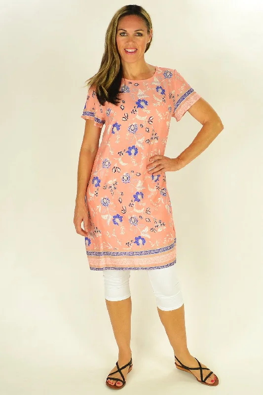 Weekend Wonders Await! Apricot Floral Tunic