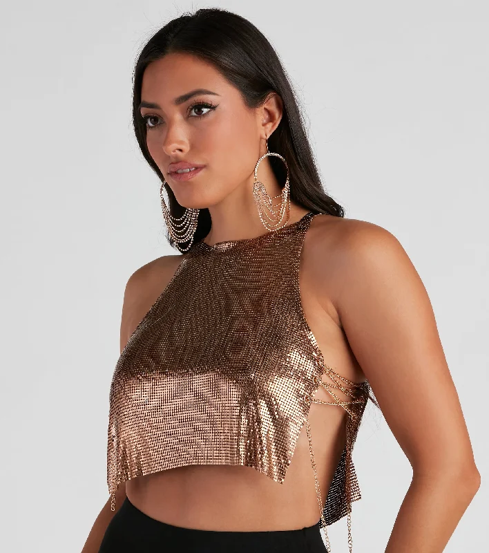 Deal of the Week You've Got Glam Chainmail Lace Up Top