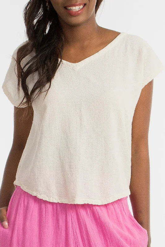 Savings Galore Meagan Short Sleeve Top 100% Cotton Gauze