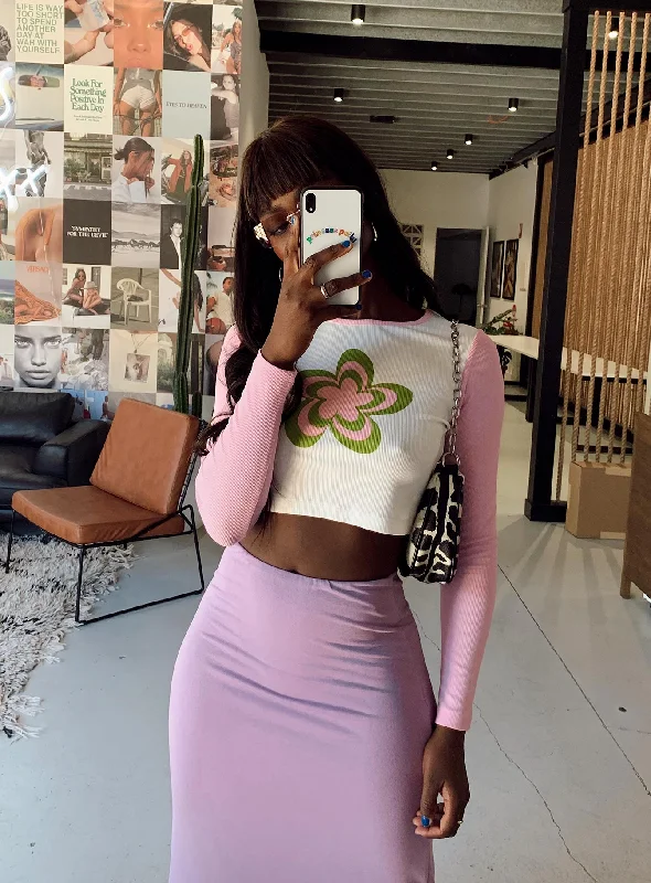 Weekend-Only Price Drops Flower Force Long Sleeve Top White / Pink