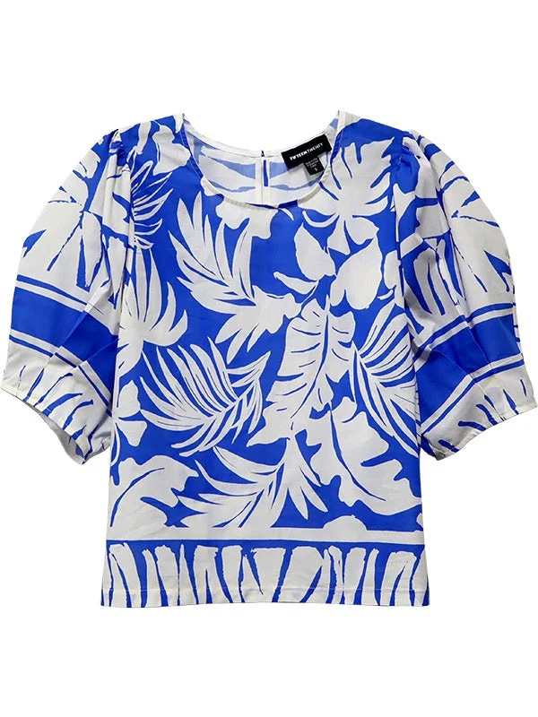 Massive Deals Fifteen Twenty Puff Sleeve Blouse ROYAL/WHITE PRINT
