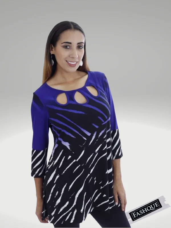 Stock Up Key Hole Neckline 3/4 Sleeve Tunic - T539