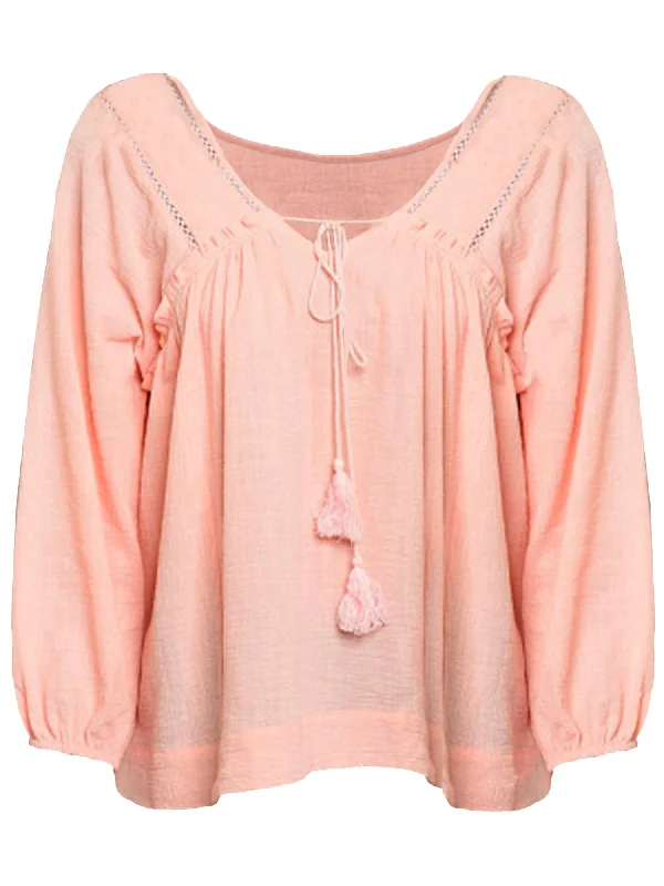 Price Meltdown Blush Pink Womens Lightweight Long Sleeve Tunic Top Size Small