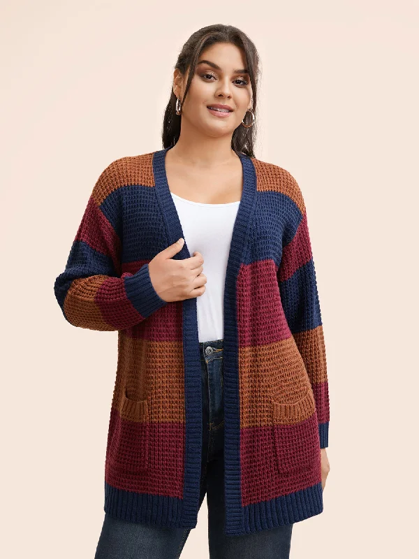 Epic Deals Colorblock Contrast Patch Pocket Cardigan