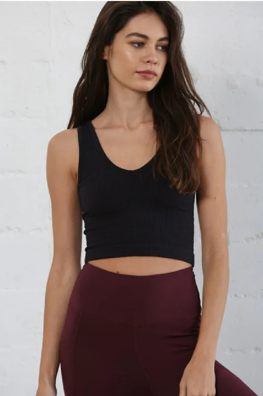 Exclusive Deal By Together Seamless V-Neck Top - Black