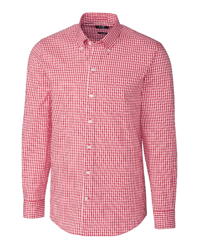 Final Clearance Cutter & Buck Men's L/S Tailored Fit Stretch Gingham Shirt