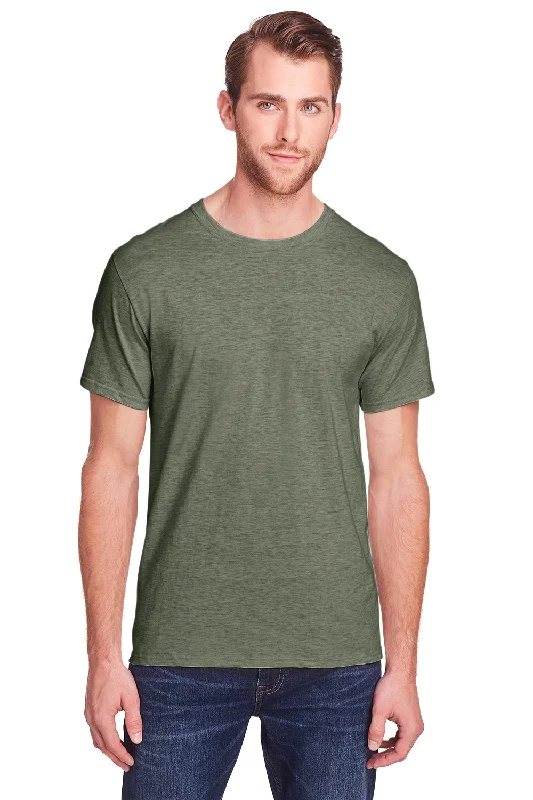 Big Discounts Fruit Of The Loom Mens Iconic Short Sleeve Crewneck T-Shirt - Heather Military Green