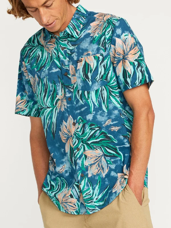 Special Buy Marble Floral Short Sleeve Shirt - Aged Indigo