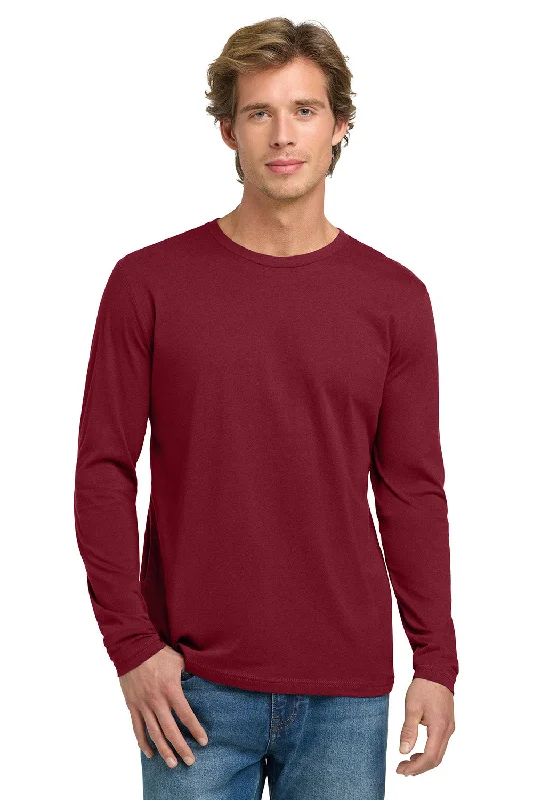 Instant Savings Next Level Mens Fine Jersey Long Sleeve Crewneck T-Shirt - Cardinal Red